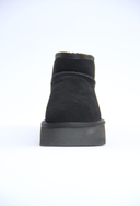 Bota Cano Curto Mini Plataforma em Camurça Preto Upper