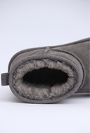 Bota Cano Médio Mini Plataforma em Camurça Cinza Upper