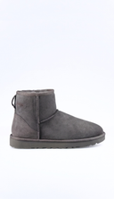 Bota Cano Médio Mini Plataforma em Camurça Cinza Upper