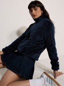 Jaqueta Feminina Bloom em Fleece Azul Upper