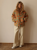 Casaco Feminino de Inverno Floral Verde em Fleece Upper